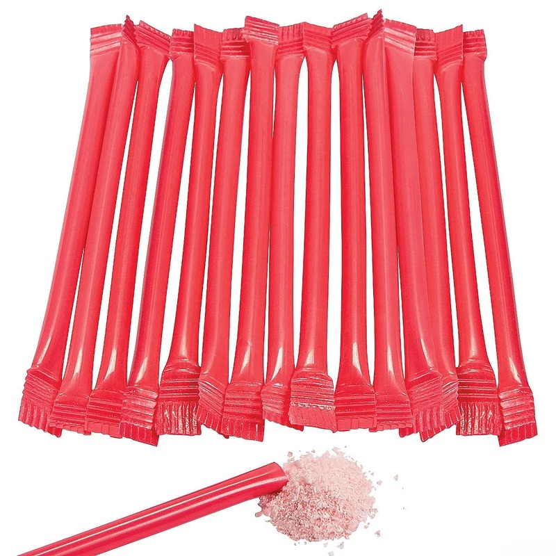Red Candy Powder Filled Plastic Mini Straws – Cherry: 240-Piece Bag