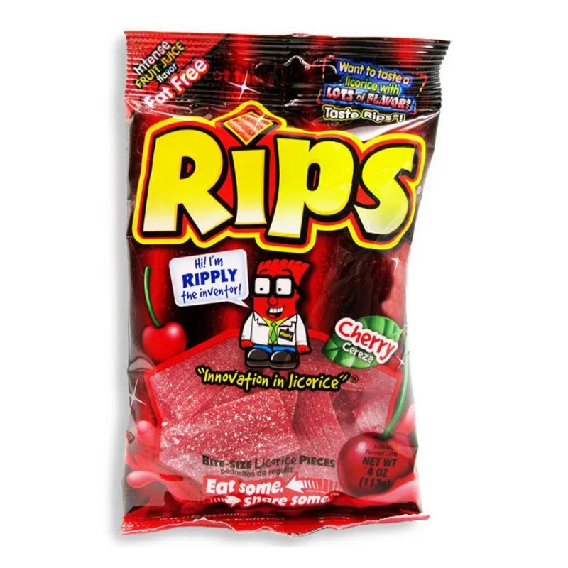 Rips Cherry Bite Size Licorice Pieces: 12-Piece Case