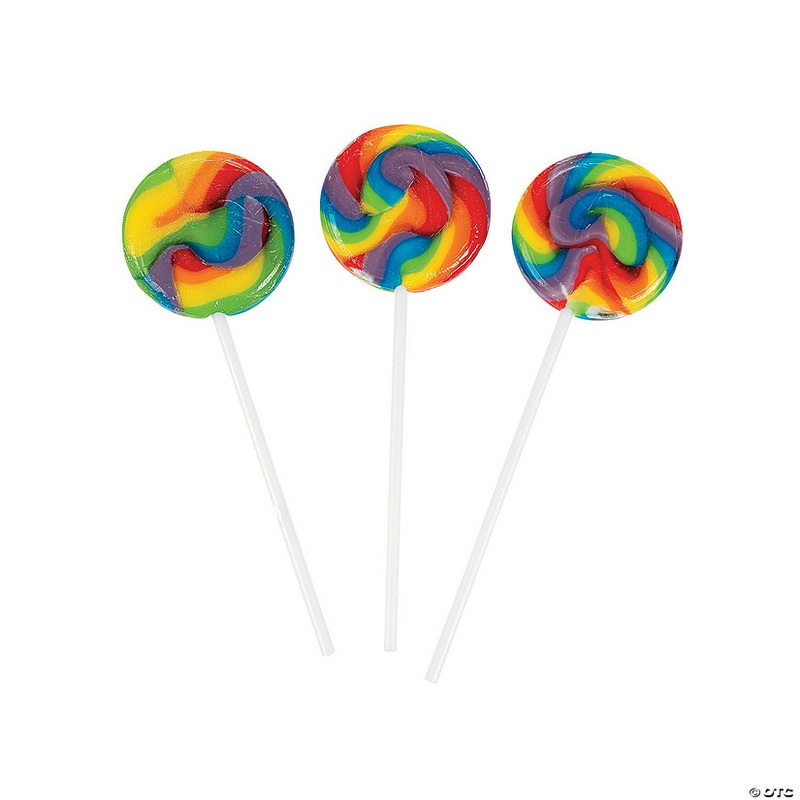 1 1/2″ 1 lb. Mini Rainbow Swirl Mixed Fruit Lollipops – 38 Pc.