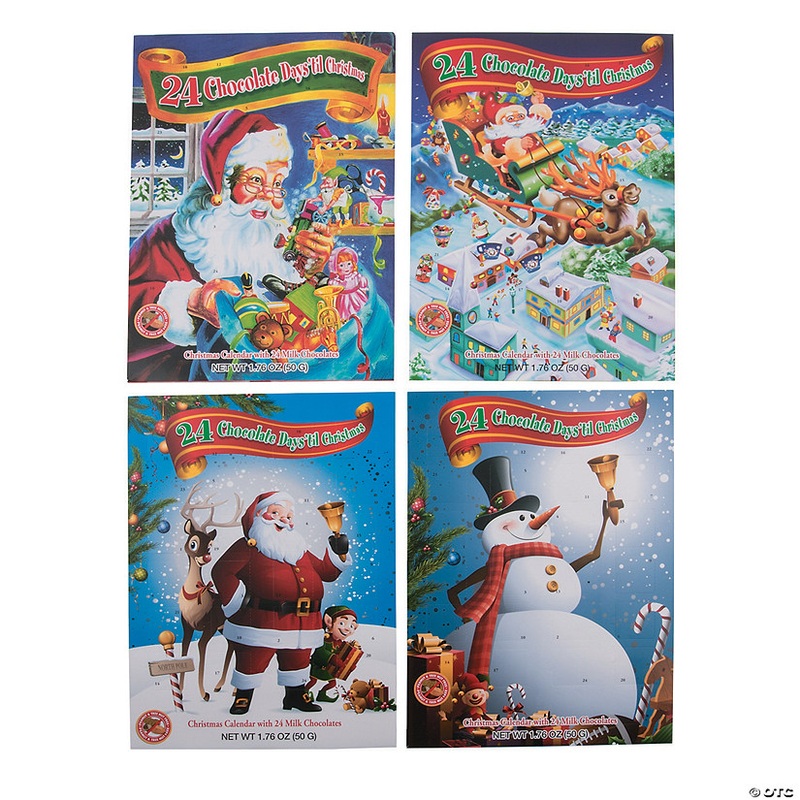 10″ x 14″ Chocolate Candy Christmas Advent Calendars – 4 Pc.