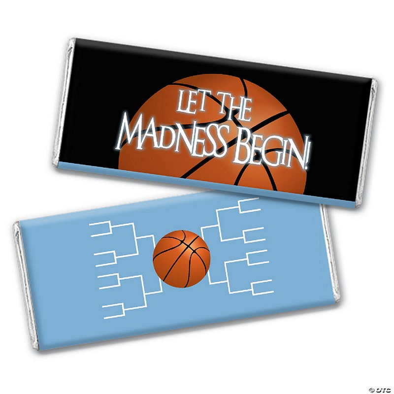 12ct Basketball Party Candy Favors Chocolate Bars Let the Madness Begin  – Light Blue