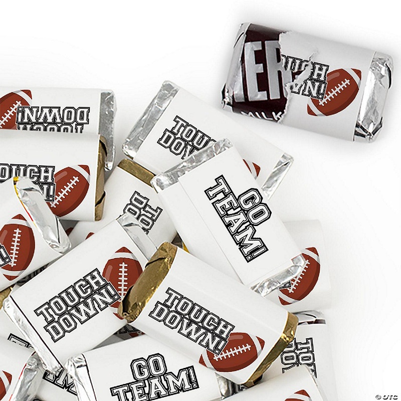 68 Pcs White Football Party Candy Favors Hershey’s Miniatures Chocolate – Touchdown