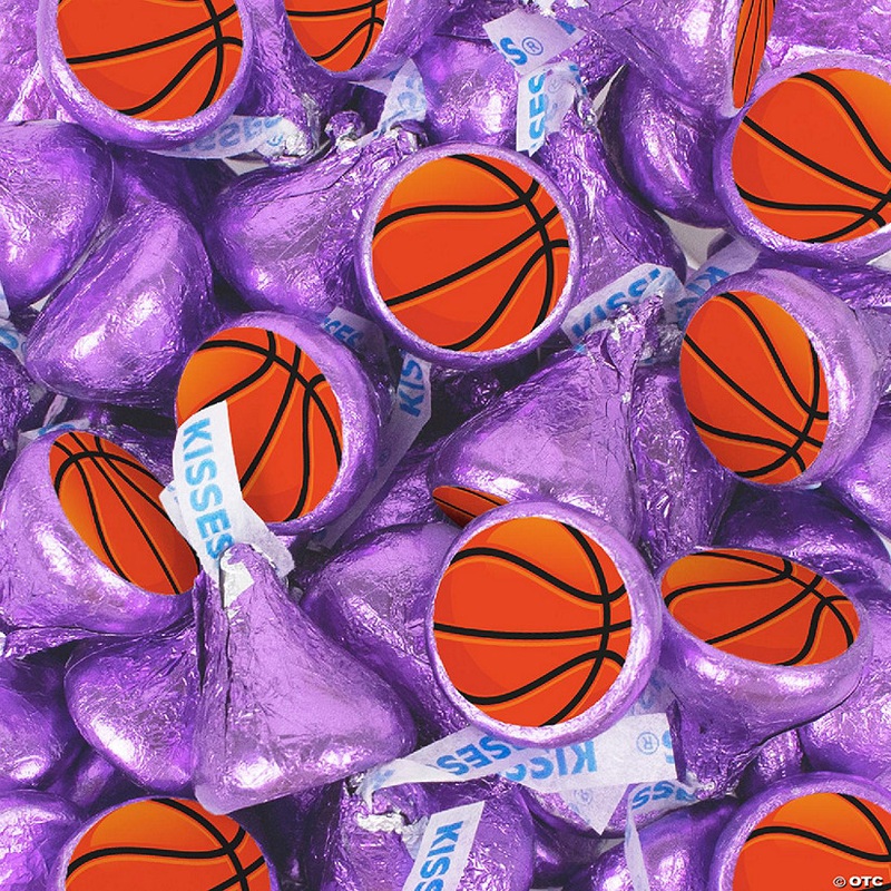 Basketball Candy Party Favors Hershey’s Kisses Milk Chocolate (90 Pcs) – Purple