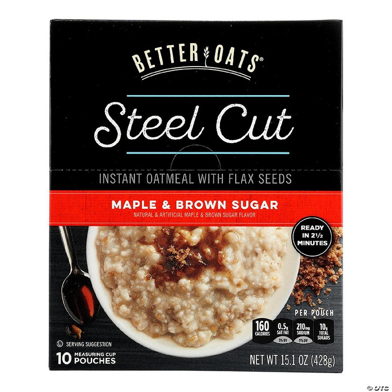 Better Oats Steel Cut Maple & Brown Sugar Instant Oatmeal With Flax Seeds  – Case of 6 – 15.1 OZ