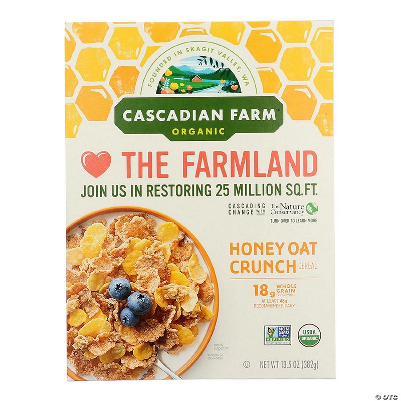 Cascadian Farm Cereal – Organic Corn Flakes Wheat Flakes Whole Grain Oats And Honey – Case of 10 – 13.5 oz.