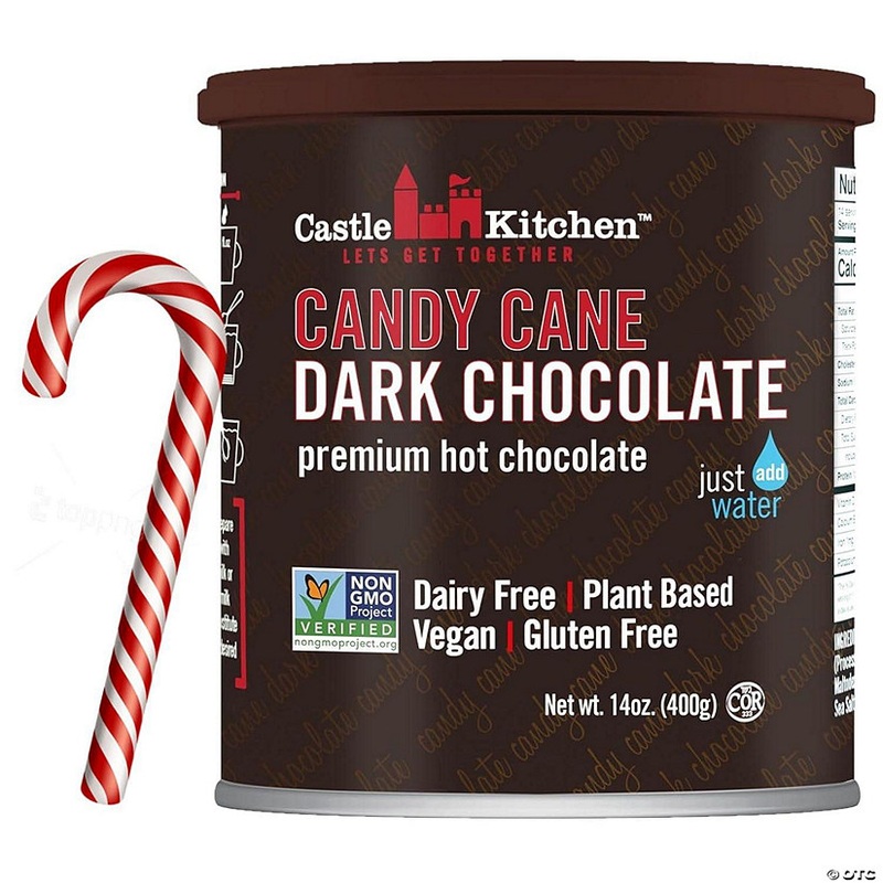 Castle Kitchen Candycane Hot Chocolate (14 oz)-Dairy Free, Vegan Christmas Hot Cocoa Mix made With Dark Chocolate