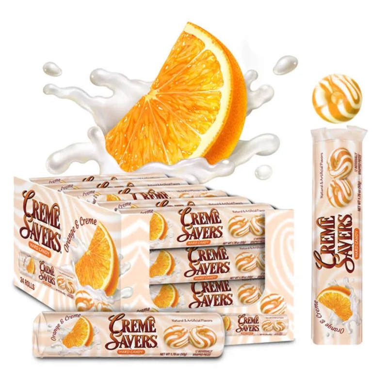 Creme Savers Orange & Creme Hard Candy Rolls: 24-Piece Box
