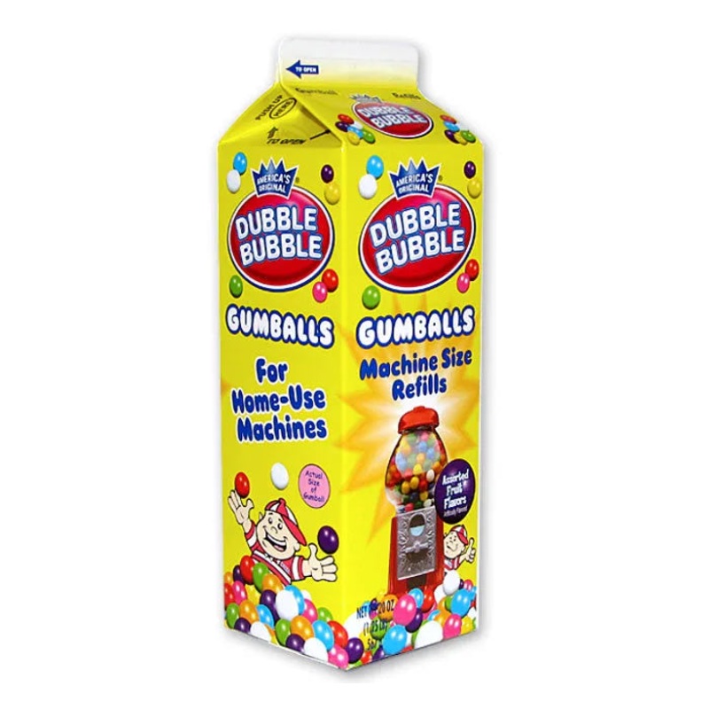 Dubble Bubble Assorted Colors 1/2-Inch Gumballs Refill Milk Carton: 24-Piece Case