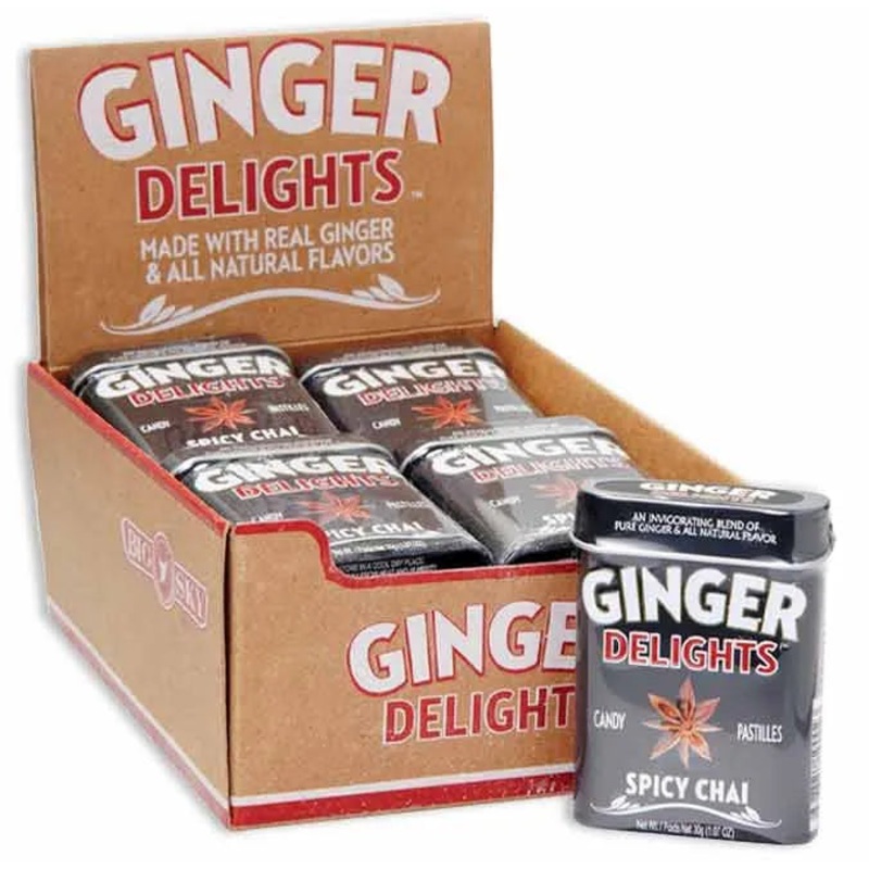 Ginger Delights Spicy Chai Candy Pastilles Tin: 12-Piece Box
