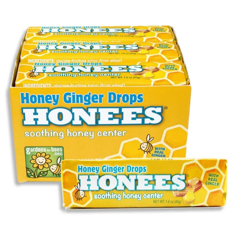 Honees Honey Ginger Cough Drops Packs: 12-Piece Box