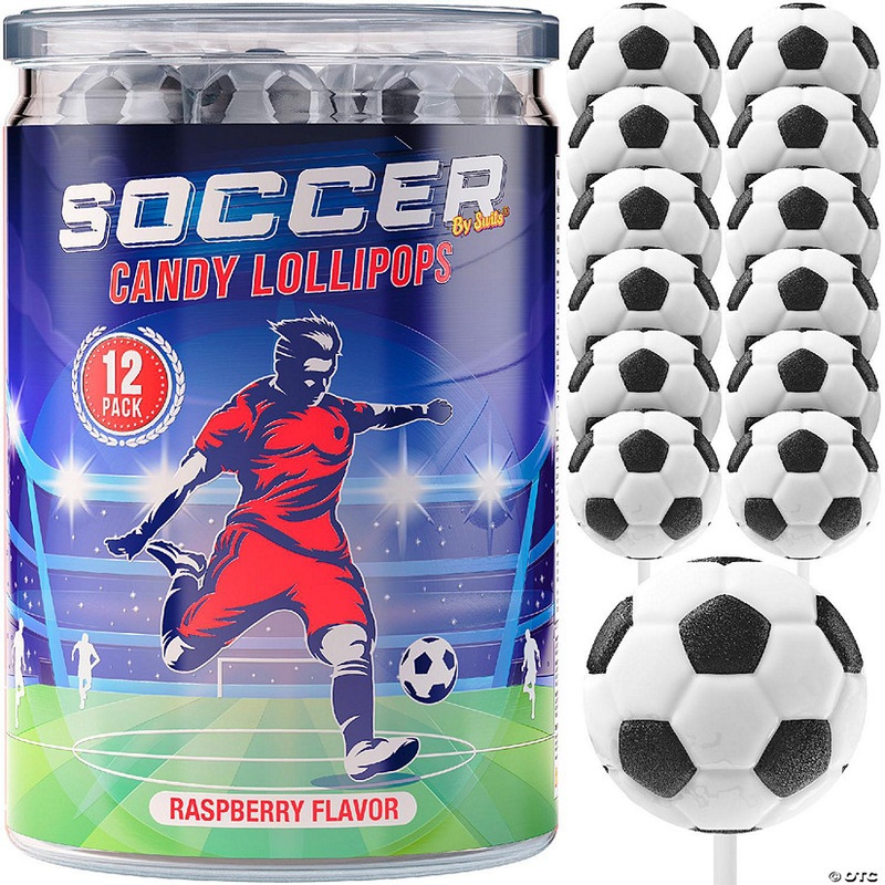 Primary Colors Candy 12pk Soccer Lollipops  Soccer Party Favors & Birthday Decorations