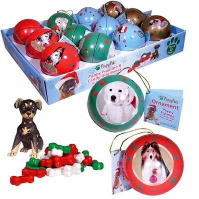 Puppy Palz Tin Christmas Ornaments