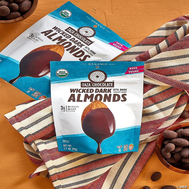 Taza Chocolate Wicked Dark Chocolate Covered Almonds 3.5 oz Pack of 12