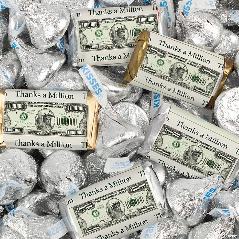 128 Pcs Thank You Candy Favors Hershey’s Miniatures & Kisses – Thanks a Million