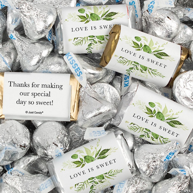 128 Pcs Wedding Candy Favors Hershey’s Miniatures & Kisses – Botanical