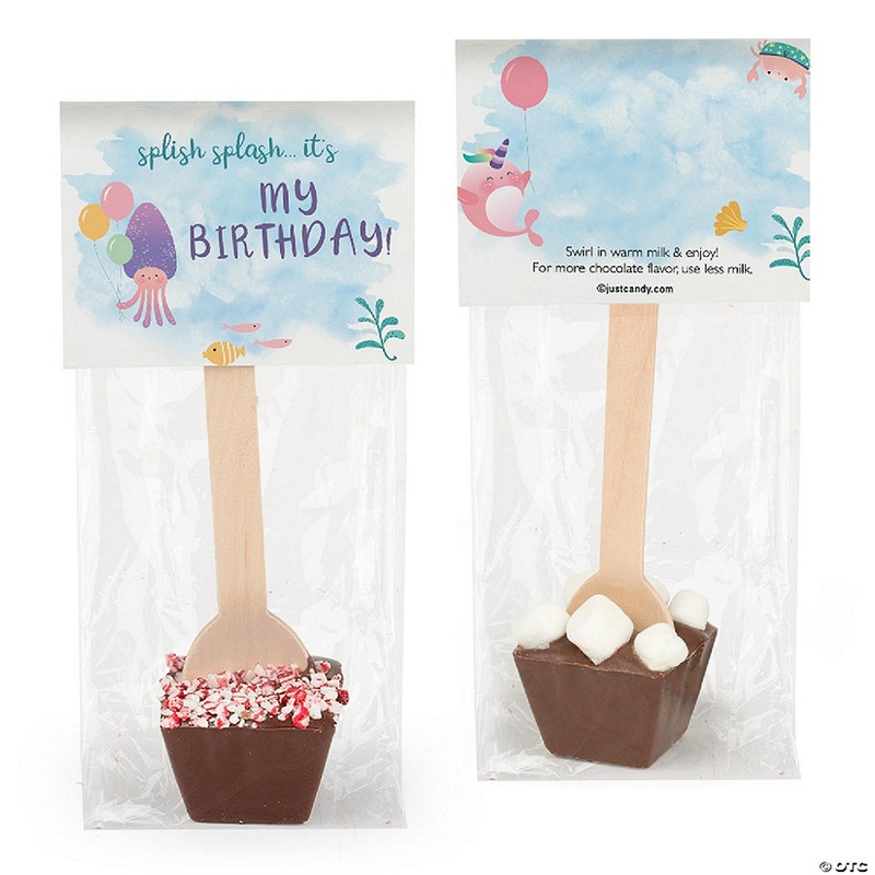 3 Pcs Birthday Hot Chocolate Spoons Dark Chocolate Crushed Peppermint Mermaid