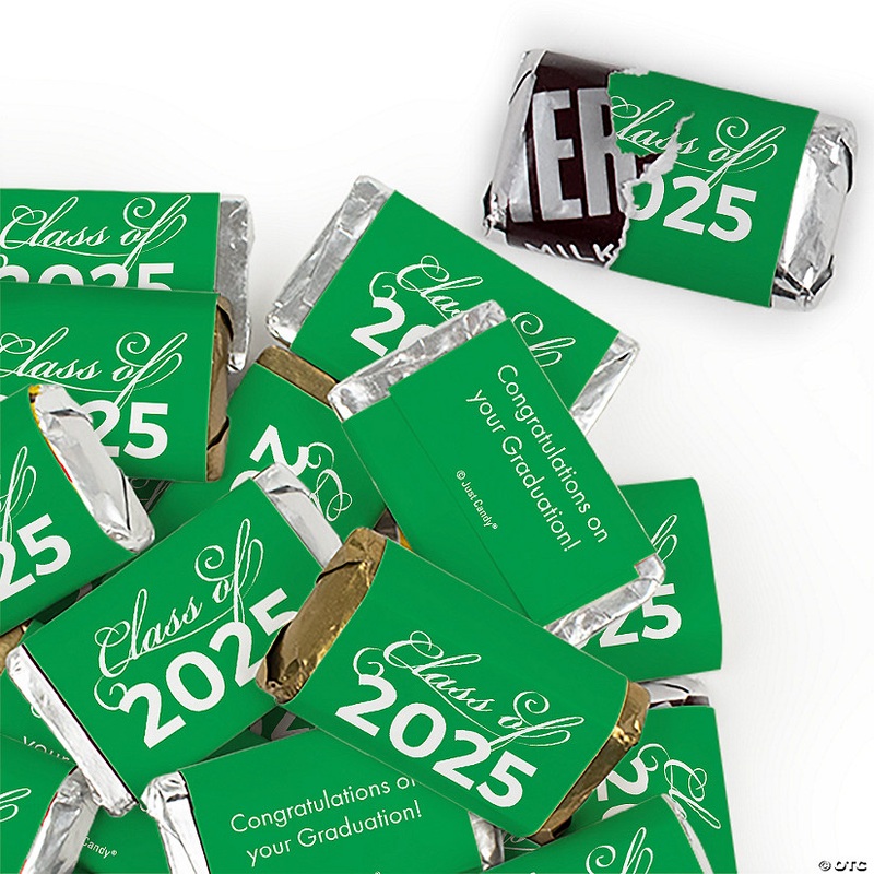 34 Pcs Green Graduation Candy Party Favors Class of 2025 Hershey’s Miniatures Chocolate (Approx. 34 Pcs)