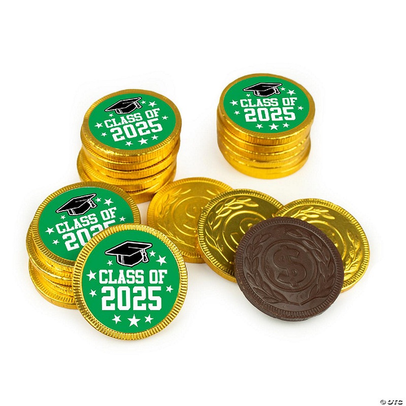 87 Pcs Graduation Candy Party Favors Class of 2025 Chocolate Coins-Green