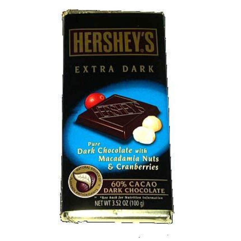 Hershey’s – Extra Dark Chocolate with Macadamia Nuts and Cranberries