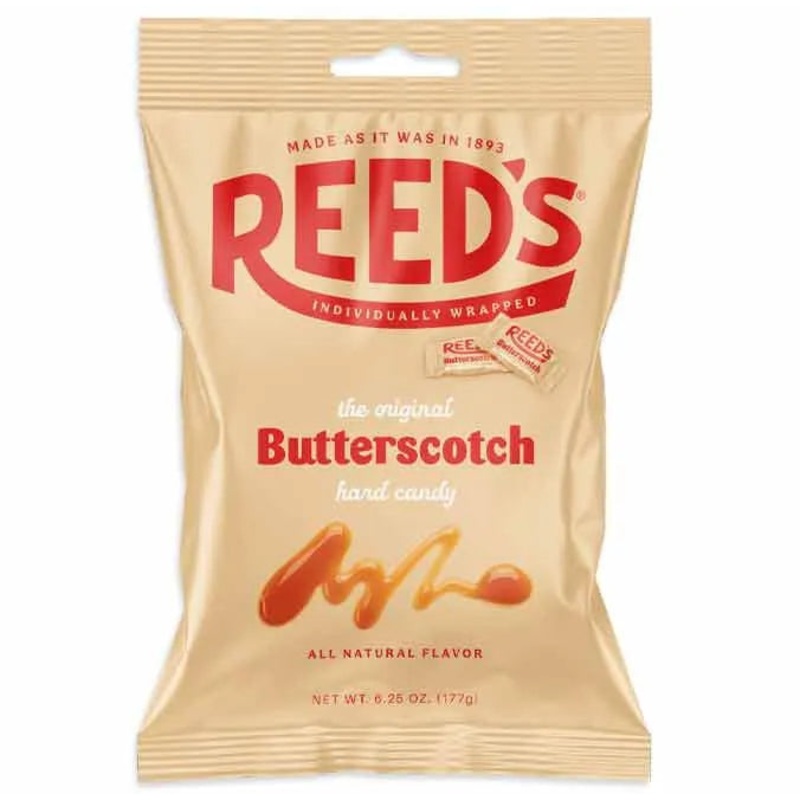 Reed’s Hard Candy Peg Bag – Butterscotch: 12-Piece Case
