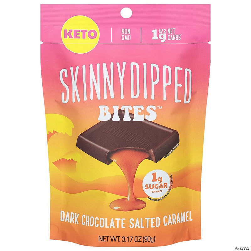 SkinnyDipped Dark Chocolate Salted Caramel Bites – 3.17 Oz (Pack of 10)