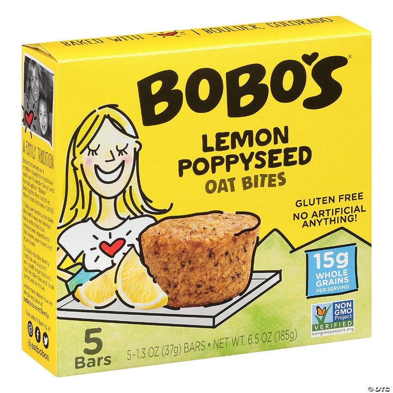 Bobos Oat Bars Bites Lemon Poppyseed 6.5 oz (Pack of 6)