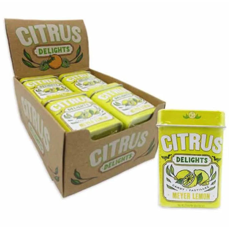 Citrus Delights Meyer Lemon Candy Pastilles Tins: 12-Piece Box