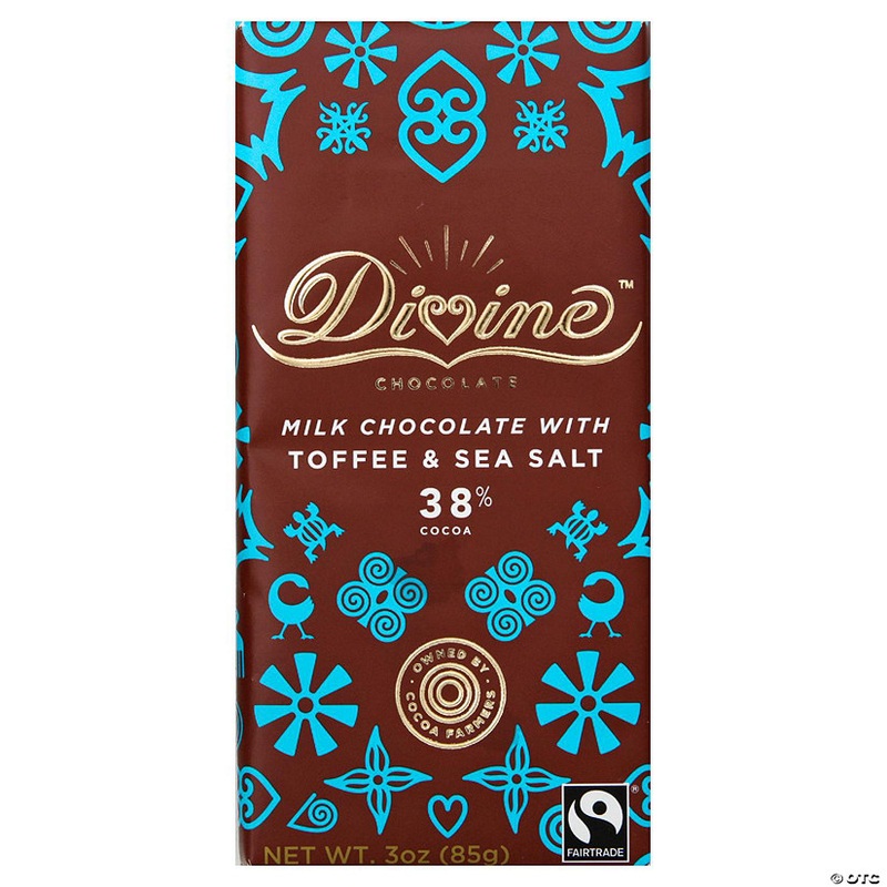 Divine Chocolate Bar Milk Toffee Sea Salt 3 oz (Pack of 12)