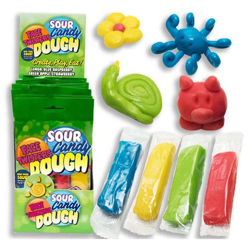 Face Twisters Sour Candy Dough: 12-Piece Display