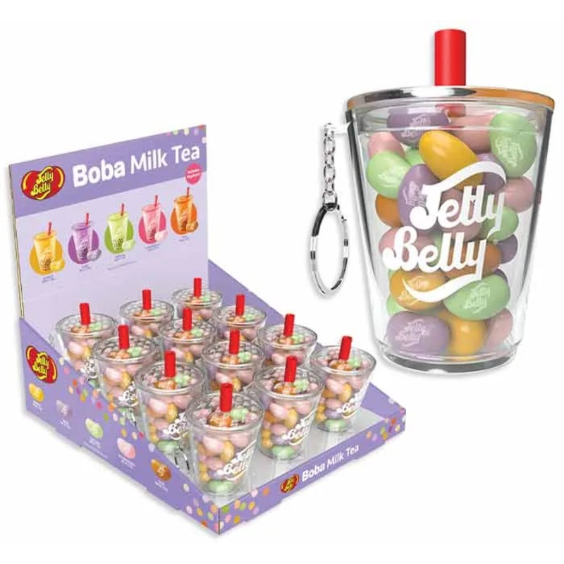 Jelly Belly Boba Milk Tea Mini Cup Keychains: 24-Piece Box