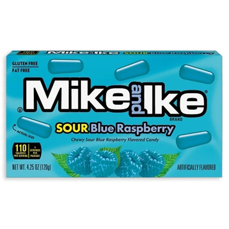 Mike and Ike Candy – Sour Blue Raspberry Theater Box: 12-Piece Case