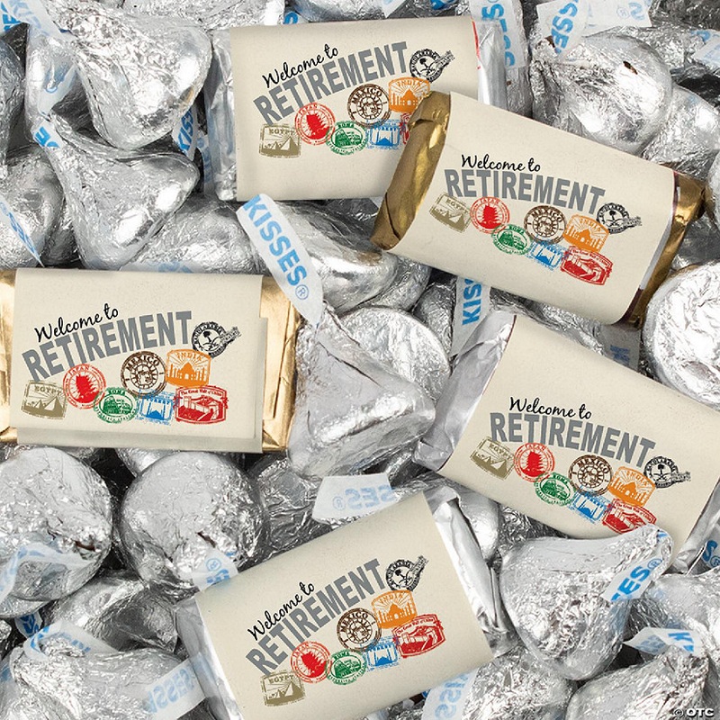 128 Pcs Retirement Party Candy Favors Hershey’s Miniatures & Kisses – Travel