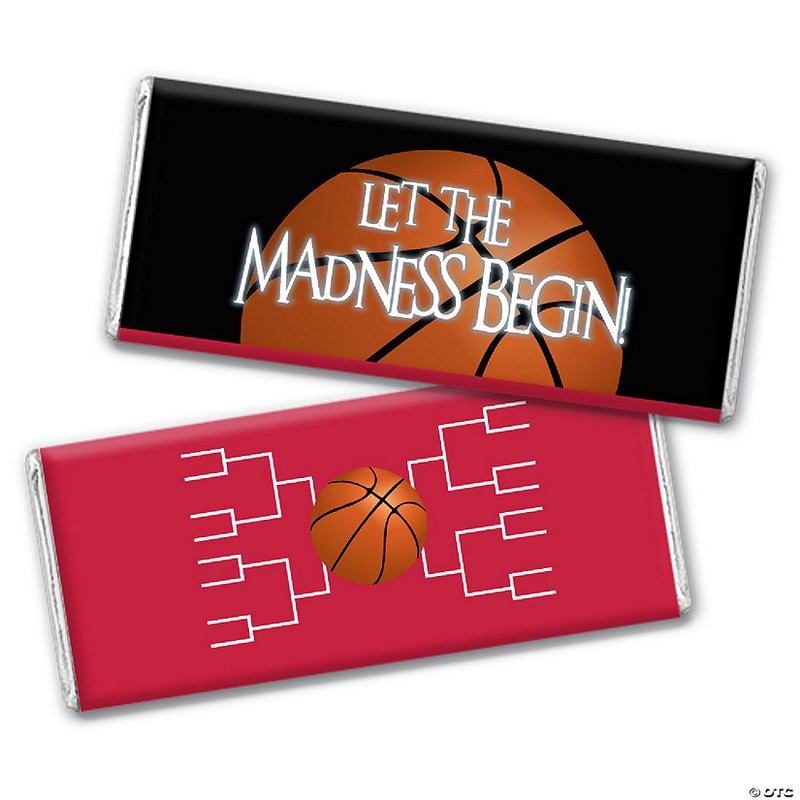 12ct Basketball Party Candy Favors Chocolate Bars Let the Madness Begin  – Red