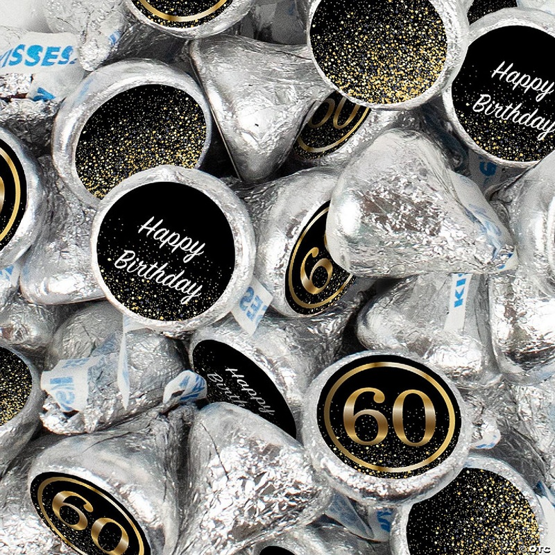 180 Pcs 60th Birthday Candy Chocolate Party Favor Hershey’s Kisses Bulk (2lb)