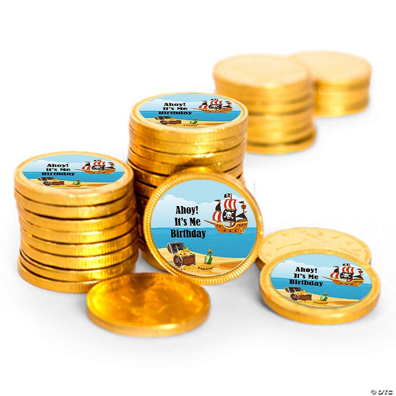 84 Pcs Pirate Kid’s Birthday Candy Party Favors Chocolate Coins with Gold Foil