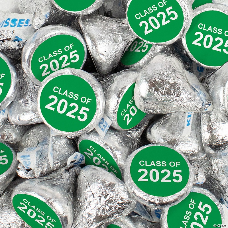 90 Pcs Green Graduation Candy Hershey’s Kisses Milk Chocolate Class of 2025 (1lb Approx 90 Pcs) – By Just Candy