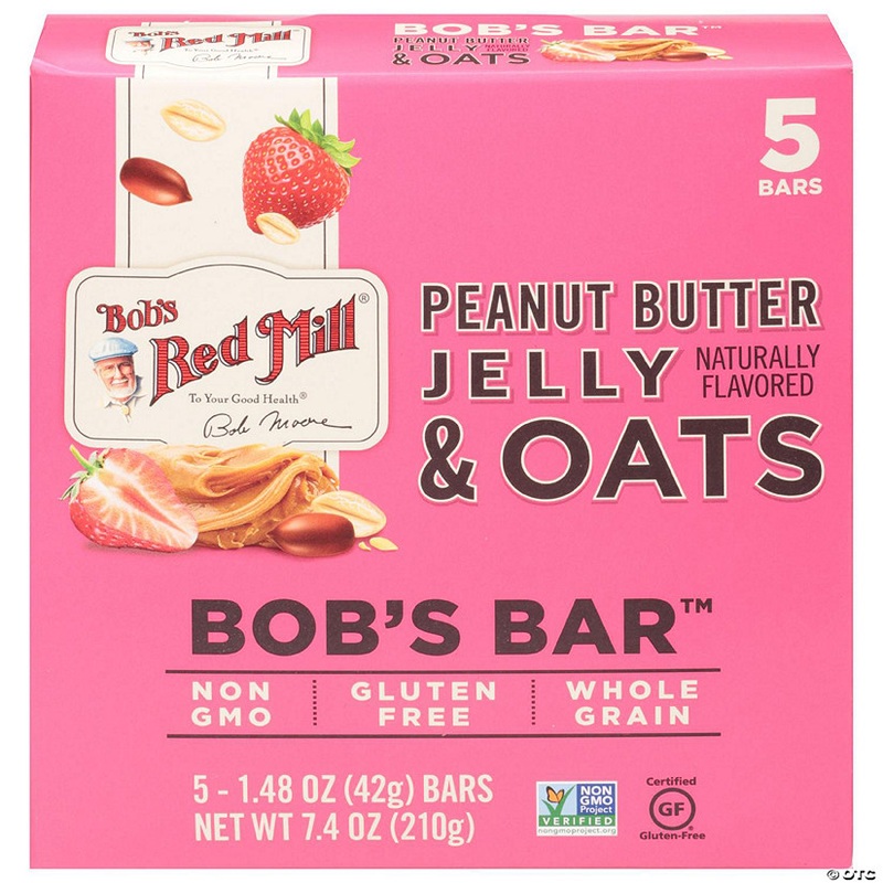 Bobs Red Mill Bar Oat Peanut butter Jelly 5 Pk 7.4 oz (Pack of 6)
