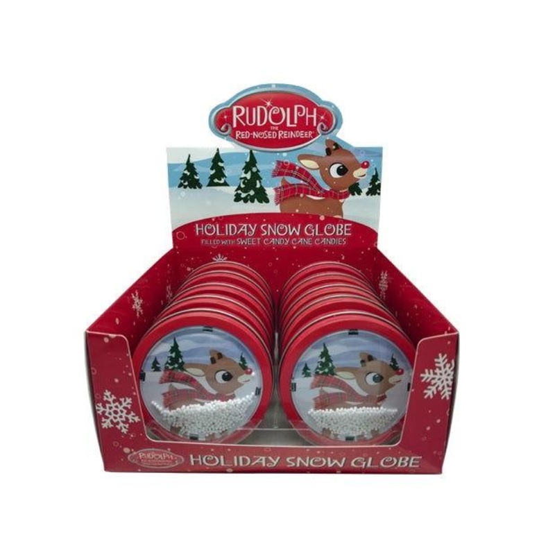 Christmas Rudolph Snow Globe Tins