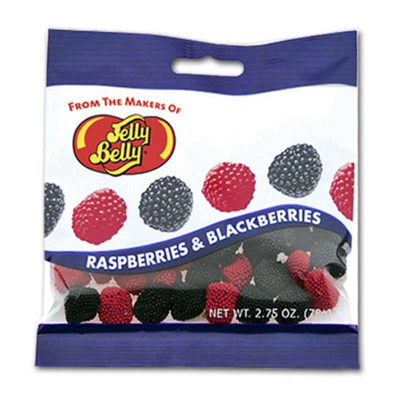 Jelly Belly Candy Raspberries & Blackberries Peg Bag: 12-Piece Case
