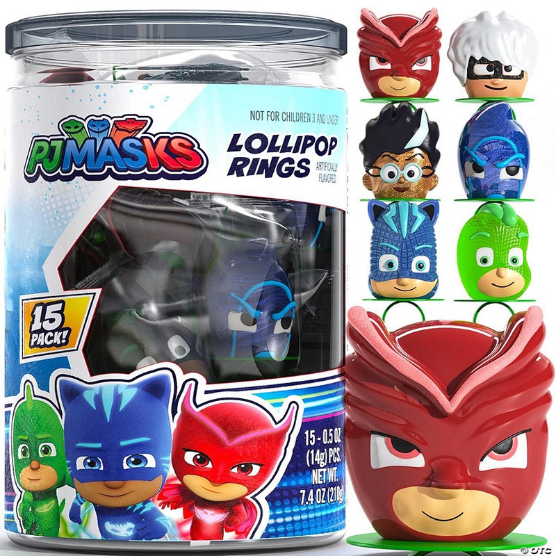 PJ Masks Lollipop Rings 15pk – Candy Rings for Kids, PJ Masks Party Favors & Birthday Supplies
