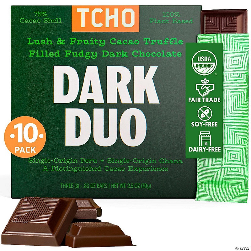 TCHO Dark Duo Chocolate Bar 2.5 oz Pack of 10