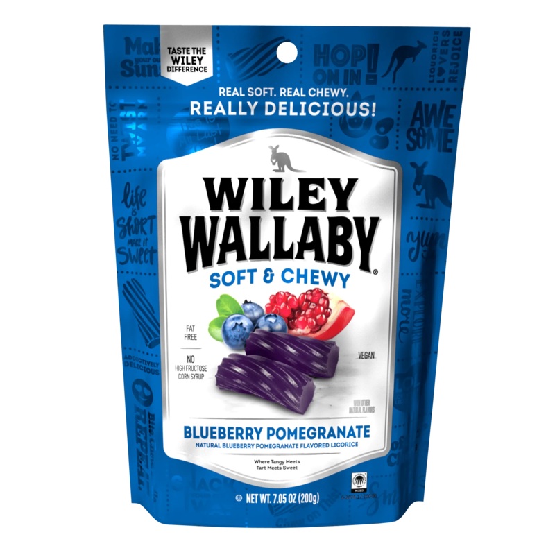 Wiley Wallaby Blueberry Pomegranate Licorice Bites Peg Bags: 12-Piece Case