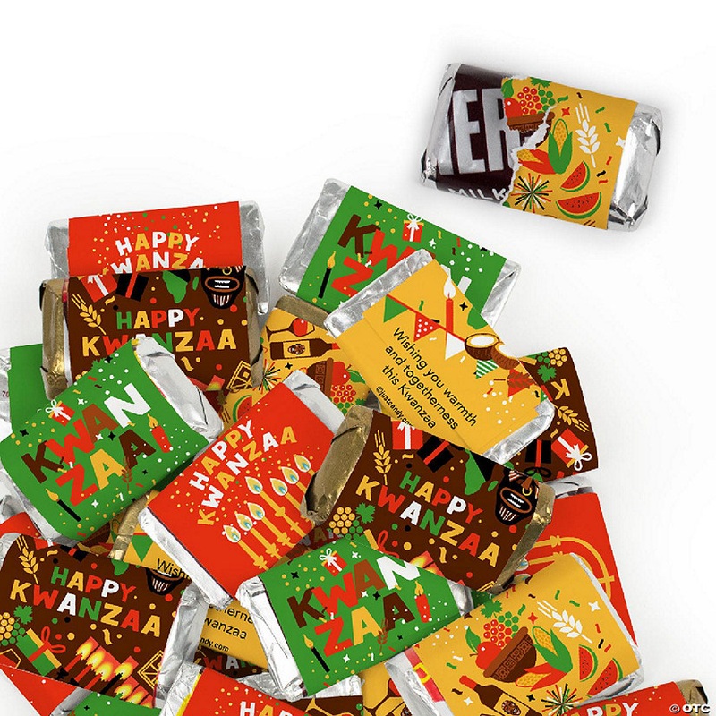 102 Pcs Kwanzaa Candy Party Favors Hershey’s Miniatures Chocolate – Festive Pattern