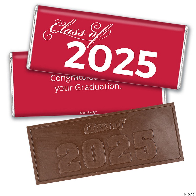 12ct Red Graduation Candy Party Favors Class of 2025 Wrapped Chocolate Bars by Just Candy