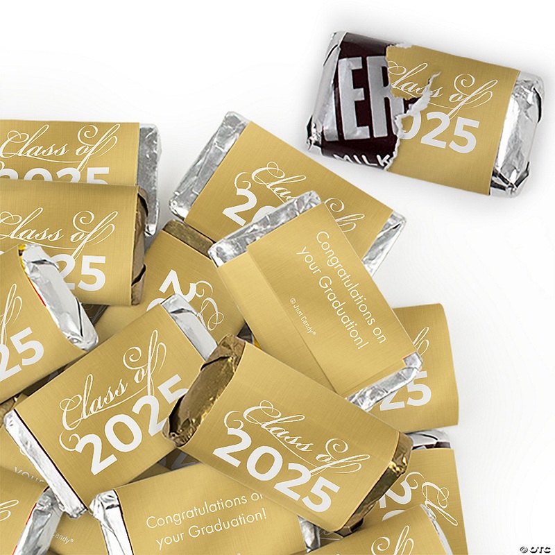 136 Pcs Gold Graduation Candy Party Favors Class of 2025 Hershey’s Miniatures Chocolate (Approx. 136 Pcs)
