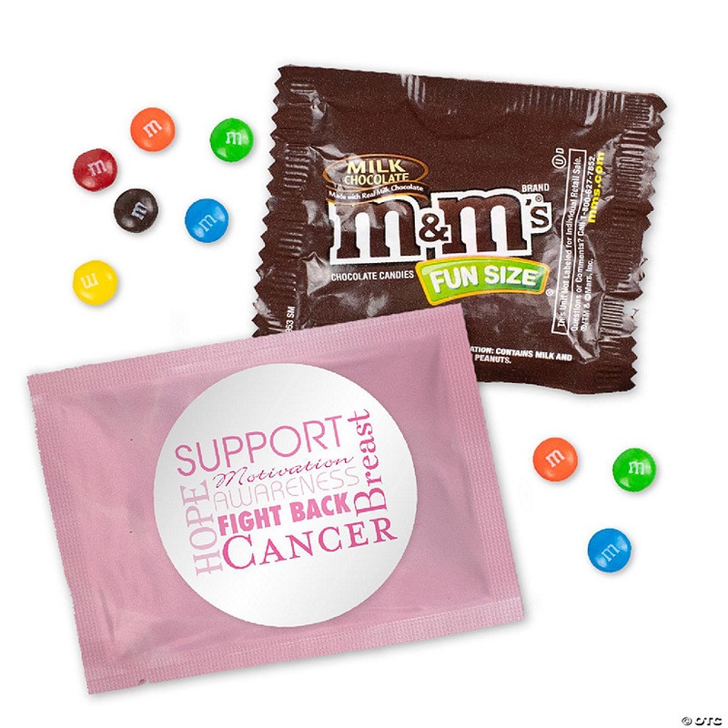 24 Pcs Breast Cancer Awareness M&M’s Candy Favor Packs – Milk Chocolate – Word Cloud