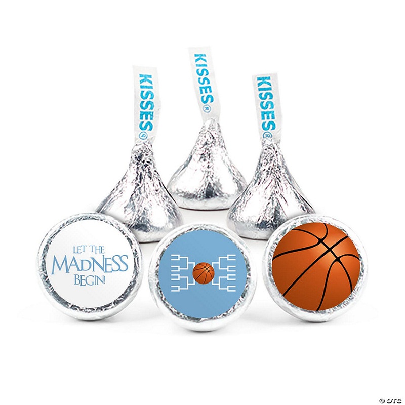324ct Basketball Party Stickers for Kisses Candy Let the Madness Begin – Light Blue