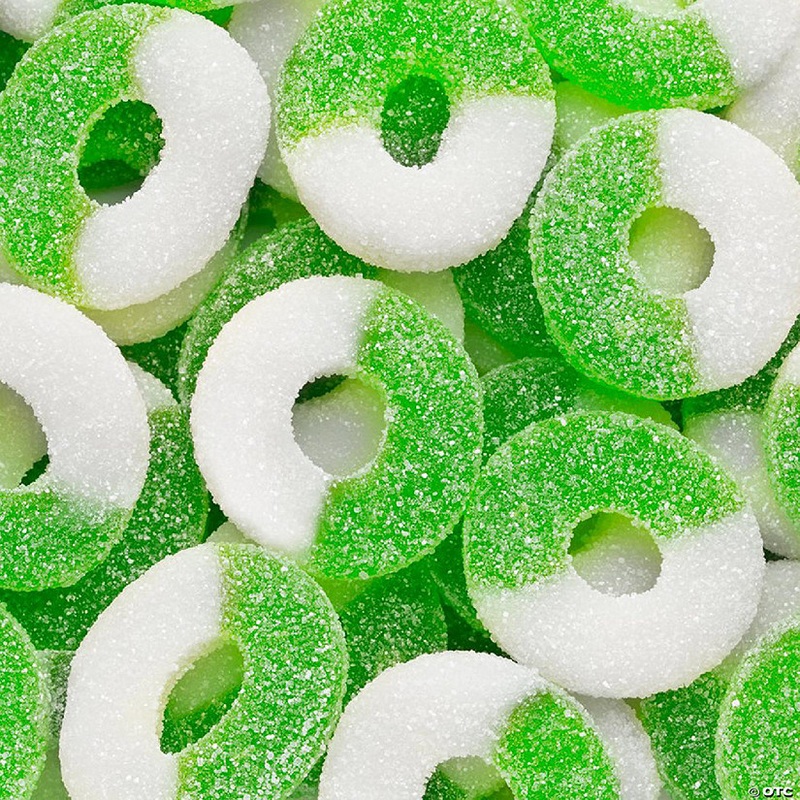 56 Pcs Green Candy Sour Apple Gummi Rings (1 lb)