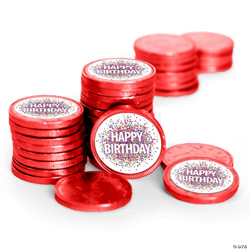 84 Pcs Birthday Candy Party Favors Chocolate Coins By Just Candy – Red