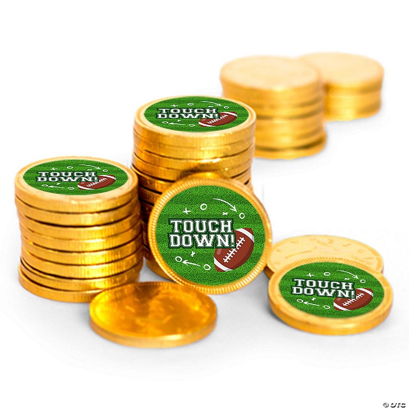 84 Pcs Football Party Candy Favors Chocolate Coins with Gold Foil